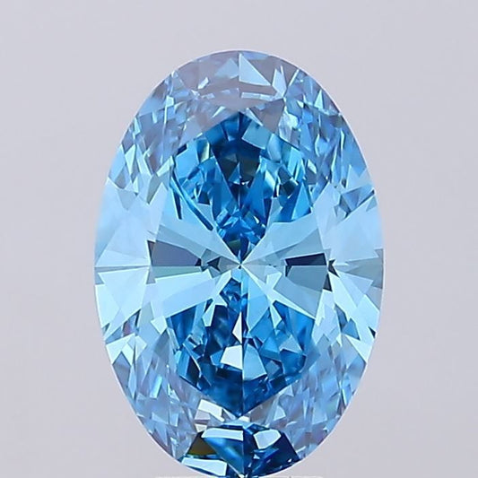 Lab-Grown Oval Diamond - 6.02 Carats, Fancy Vivid Blue Color, VS1 Clarity - Certified by IGI - Report Number: LG675533990