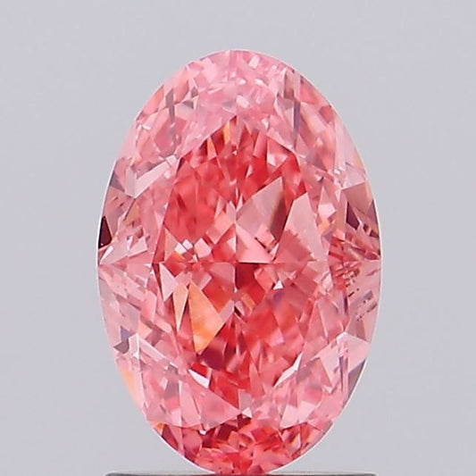 Lab-Grown Oval Diamond - 1.53 Carats, Fancy Vivid Pink Color, VVS2 Clarity - Certified by IGI - Report Number: LG638434088