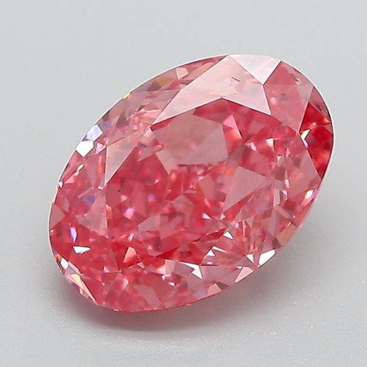 Lab-Grown Oval Diamond - 2.06 Carats, Fancy Vivid Pink Color, VS1 Clarity - Certified by IGI - Report Number: LG652454961