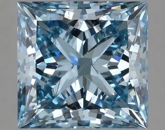 Lab-Grown Princess Diamond - 3.09 Carats, Fancy Vivid Blue Color, VS2 Clarity - Certified by IGI - Report Number: LG633474387