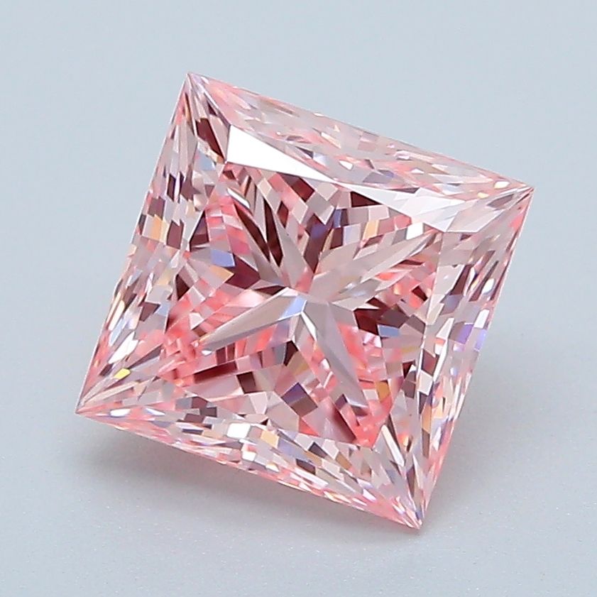Lab-Grown Princess Diamond - 2.53 Carats, Fancy Vivid Pink Color, VVS2 Clarity - Certified by IGI - Report Number: LG598327379