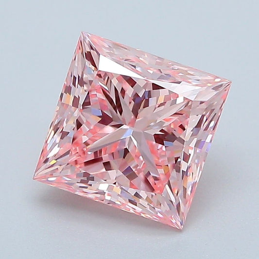 Lab-Grown Princess Diamond - 2.53 Carats, Fancy Vivid Pink Color, VVS2 Clarity - Certified by IGI - Report Number: LG598327379