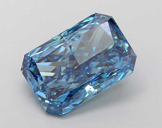 Lab-Grown Radiant Diamond - 6.66 Carats, Fancy Vivid Blue Color, VS1 Clarity - Certified by IGI - Report Number: LG668437276
