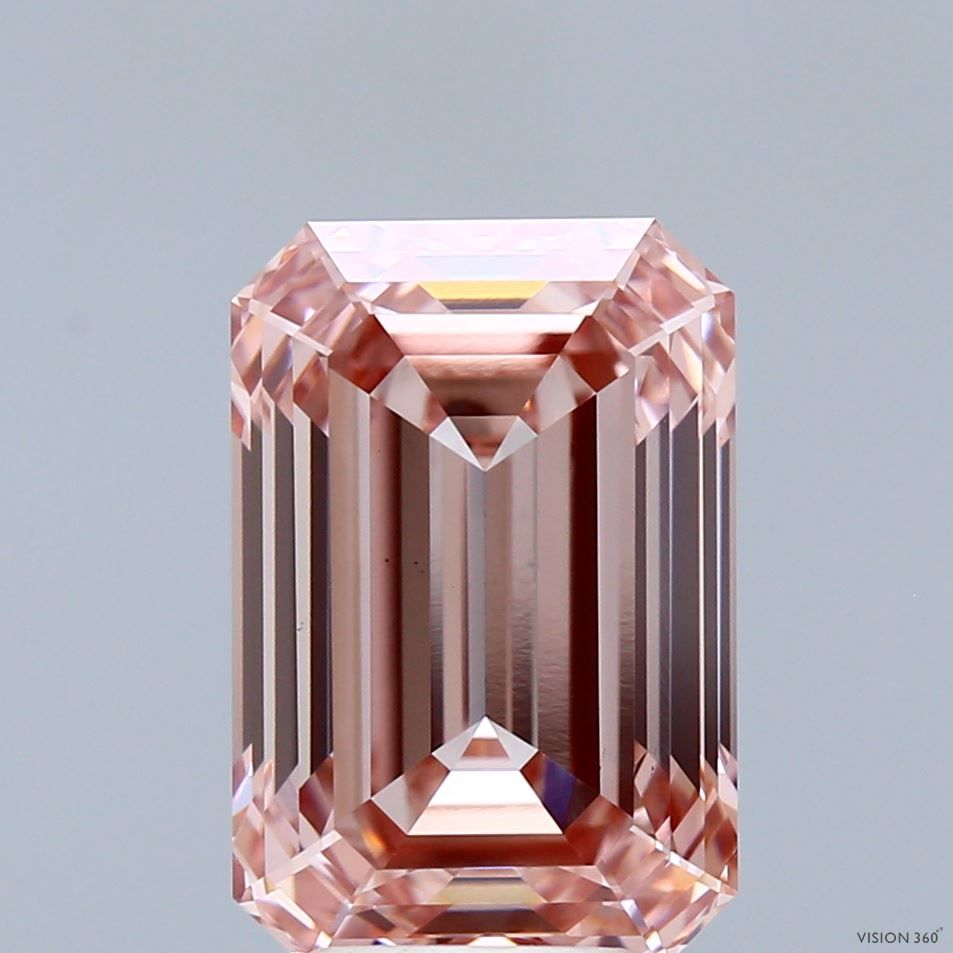 Lab-Grown Emerald Diamond - 5.02 Carats, Fancy Intense Pink Color, VS1 Clarity - Certified by IGI - Report Number: LG689519577