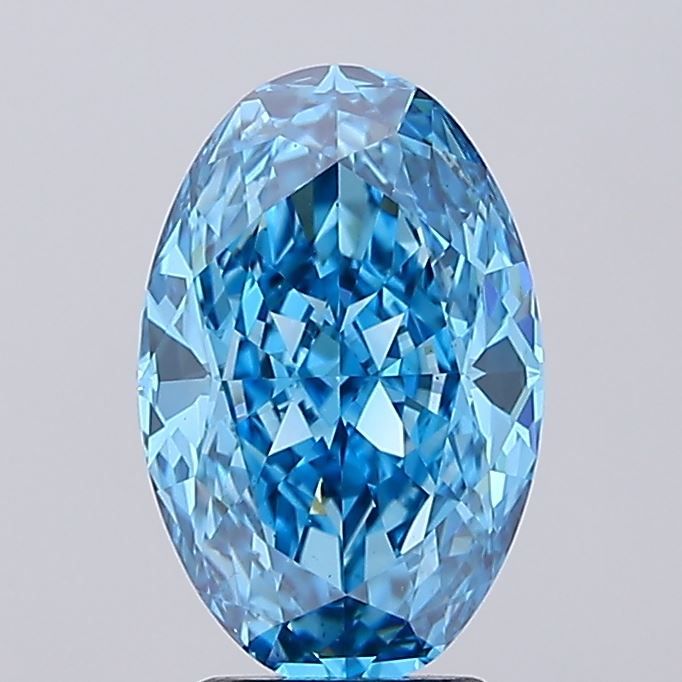 Lab-Grown Oval Diamond - 3.56 Carats, Fancy Vivid Blue Color, VS1 Clarity - Certified by IGI - Report Number: LG685599769