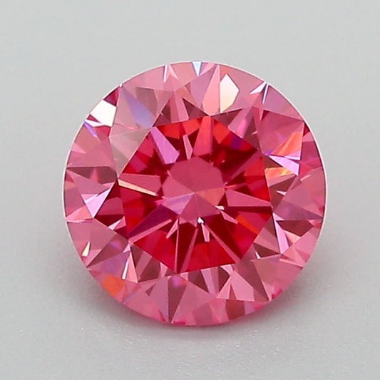 Lab-Grown Round Diamond - 1.08 Carats, Fancy Vivid Pink Color, VVS2 Clarity - Certified by IGI - Report Number: LG689532717