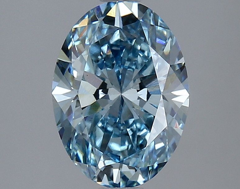 Lab-Grown Oval Diamond - 2.04 Carats, Fancy Vivid Blue Color, VS2 Clarity - Certified by IGI - Report Number: LG633483266