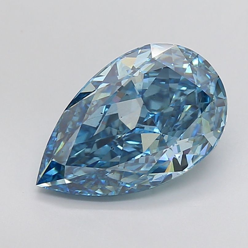 Lab-Grown Pear Diamond - 5.71 Carats, Fancy Vivid Blue Color, VS2 Clarity - Certified by IGI - Report Number: LG648469330