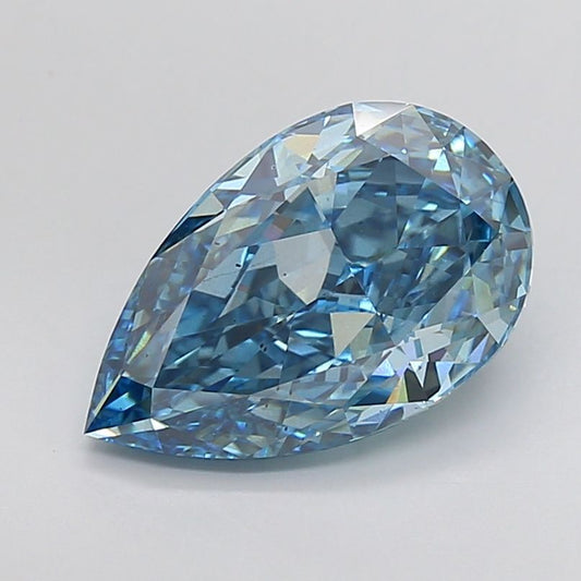 Lab-Grown Pear Diamond - 5.71 Carats, Fancy Vivid Blue Color, VS2 Clarity - Certified by IGI - Report Number: LG648469330