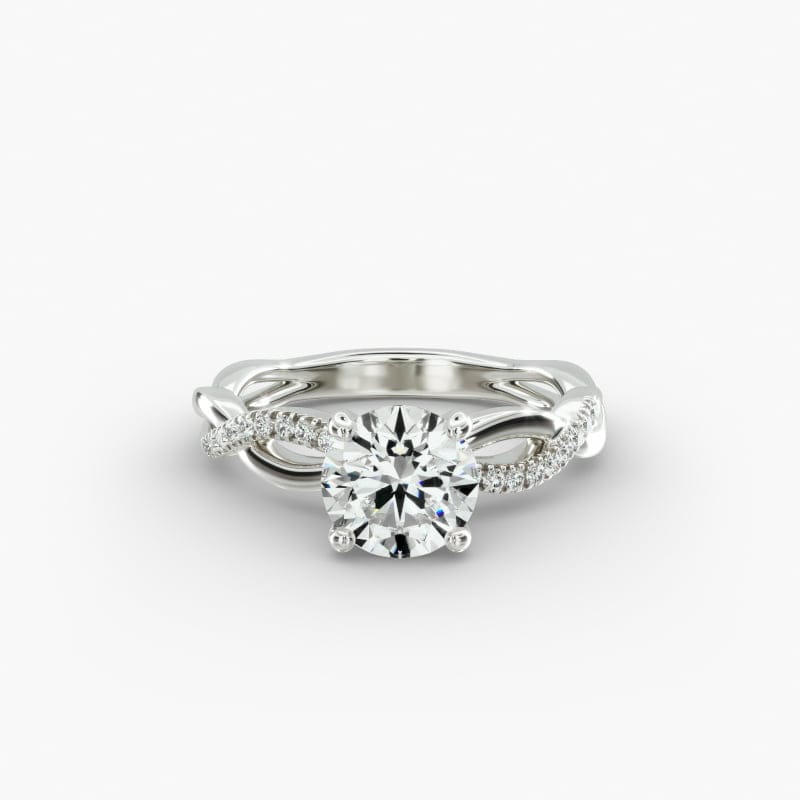 Natural Diamond Rihire 14K White Gold (Size US 8) (0.75ct)