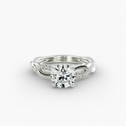 Natural Diamond Rihire 14K White Gold (Size US 8) (0.75ct)