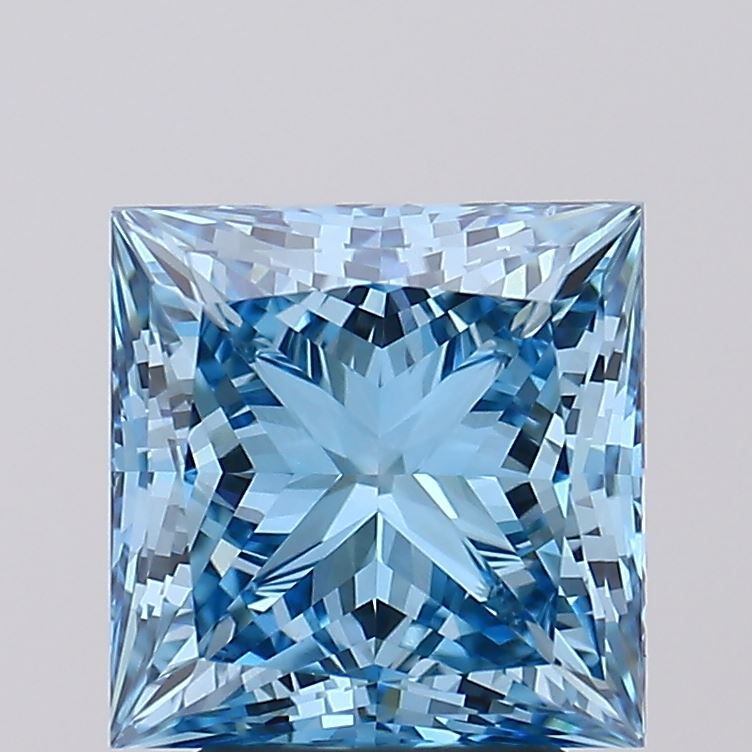 Lab-Grown Princess Diamond - 3.57 Carats, Fancy Vivid Blue Color, VS1 Clarity - Certified by IGI - Report Number: LG607336261