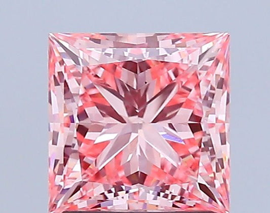 Lab-Grown Princess Diamond - 2.05 Carats, Fancy Vivid Pink Color, VS2 Clarity - Certified by IGI - Report Number: LG684508781