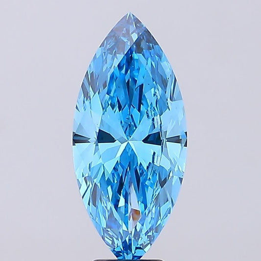 Lab-Grown Marquise Diamond - 6.01 Carats, Fancy Vivid Blue Color, VS1 Clarity - Certified by IGI - Report Number: LG678501357