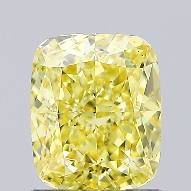 Lab-Grown Cushion Diamond - 1.21 Carats, Fancy Vivid Yellow Color, VS1 Clarity - Certified by IGI - Report Number: LG660432480