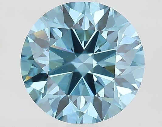 Lab-Grown Round Diamond - 2.0 Carats, Fancy Vivid Blue Color, VVS2 Clarity - Certified by IGI - Report Number: LG677524565