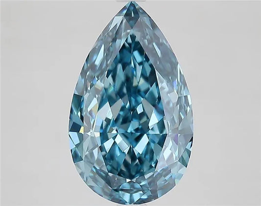5,02 ct birnenförmiger, im Labor gezüchteter Diamant (Farbe: Fancy Vivid Blue, Reinheit: VVS2, IGI-zertifiziert)
