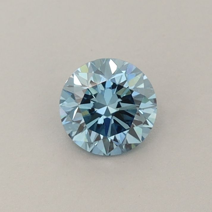 Lab-Grown Round Diamond - 0.39 Carats, Fancy Vivid Blue Color, VS1 Clarity - Certified by IGI - Report Number: LG651444249