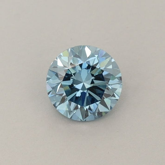 Lab-Grown Round Diamond - 0.39 Carats, Fancy Vivid Blue Color, VS1 Clarity - Certified by IGI - Report Number: LG651444249