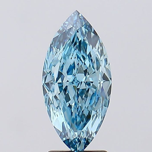 Lab-Grown Marquise Diamond - 3.06 Carats, Fancy Vivid Blue Color, VVS2 Clarity - Certified by IGI - Report Number: LG632445672