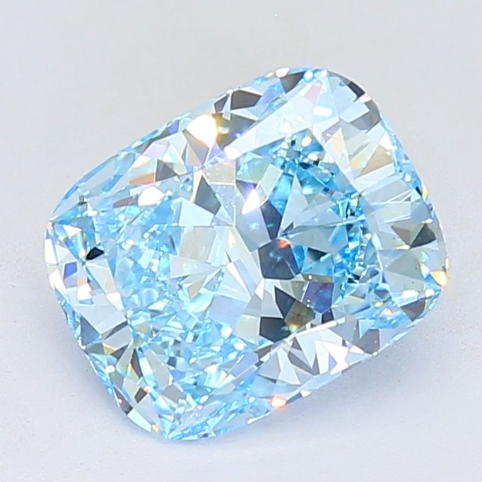 Lab-Grown Cushion Diamond - 4.05 Carats, Fancy Intense Blue Color, VS1 Clarity - Certified by IGI - Report Number: LG681514635