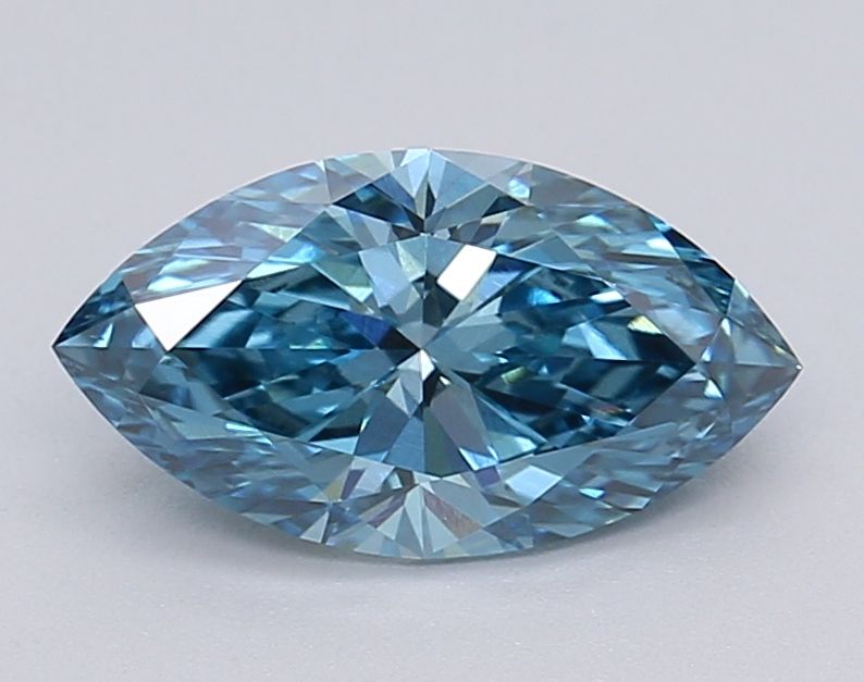 Lab-Grown Marquise Diamond - 1.01 Carats, Fancy Vivid Blue Color, VS2 Clarity - Certified by IGI - Report Number: LG616403389