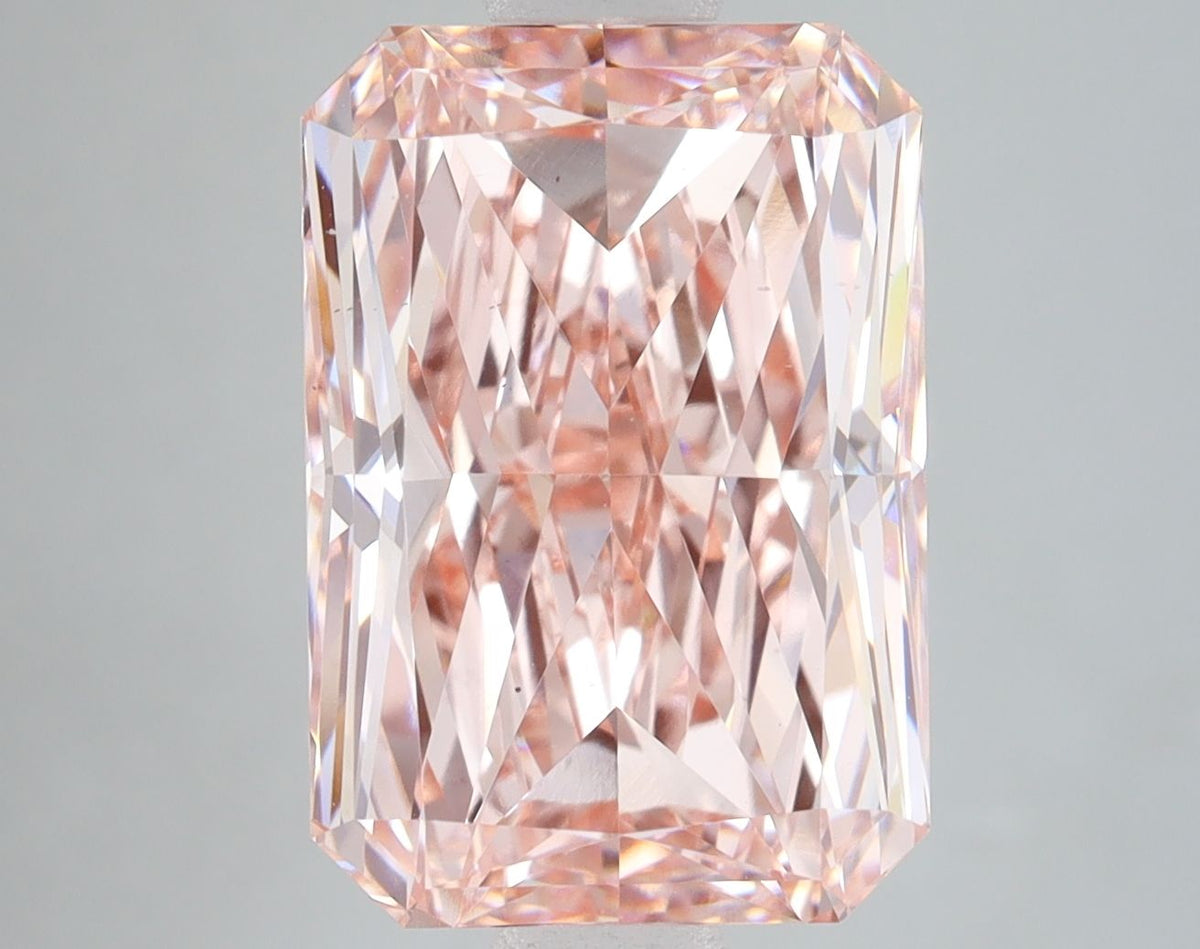 Lab-Grown Radiant Diamond - 7.04 Carats, Fancy Vivid Pink Color, VS2 Clarity - Certified by IGI - Report Number: LG678543737