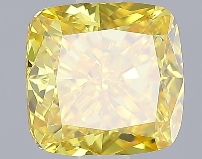 Lab-Grown Cushion Diamond - 1.51 Carats, Fancy Vivid Yellow Color, SI1 Clarity - Certified by IGI - Report Number: LG643411290
