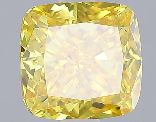 Lab-Grown Cushion Diamond - 1.51 Carats, Fancy Vivid Yellow Color, SI1 Clarity - Certified by IGI - Report Number: LG643411290