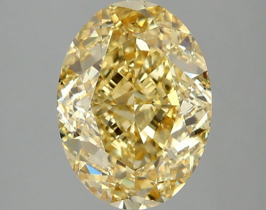 Lab-Grown Oval Diamond - 3.95 Carats, Fancy Vivid Yellow Color, VS1 Clarity - Certified by IGI - Report Number: LG668454709