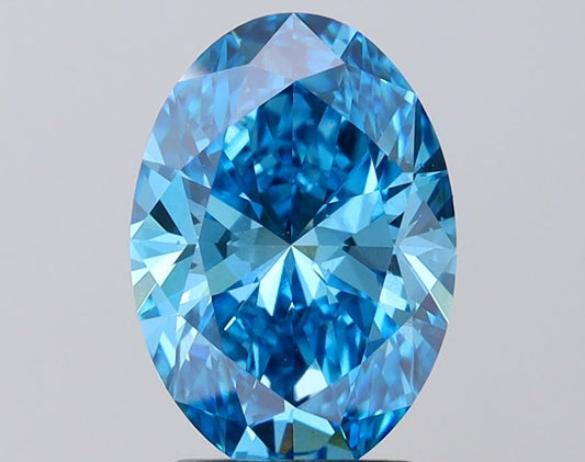 Lab-Grown Oval Diamond - 2.54 Carats, Fancy Vivid Blue Color, VS2 Clarity - Certified by IGI - Report Number: LG686502607
