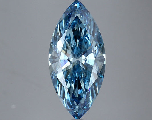 Lab-Grown Marquise Diamond - 3.77 Carats, Fancy Vivid Blue Color, SI1 Clarity - Certified by IGI - Report Number: LG633424121