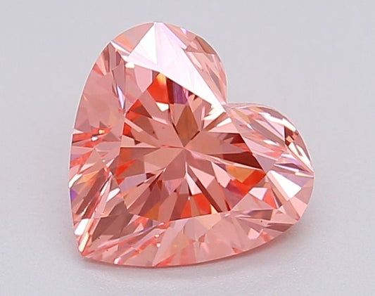 Lab-Grown Heart Diamond - 1.05 Carats, Fancy Vivid Pink Color, VS1 Clarity - Certified by IGI - Report Number: LG615367054