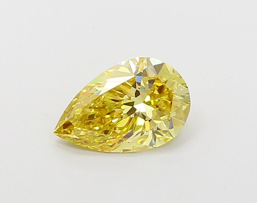 Lab-Grown Pear Diamond - 1.04 Carats, Fancy Vivid Yellow Color, VS1 Clarity - Certified by IGI - Report Number: LG665411982