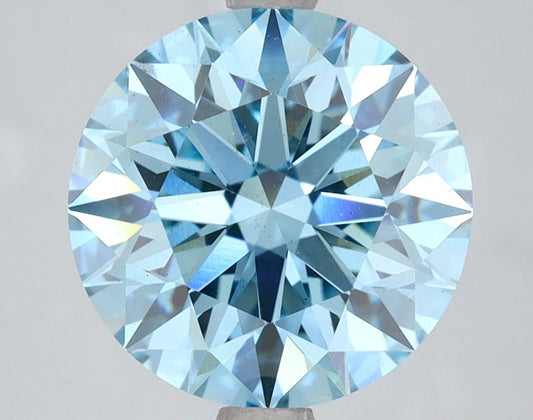 Lab-Grown Round Diamond - 4.0 Carats, Fancy Vivid Blue Color, VS1 Clarity - Certified by IGI - Report Number: LG618467478