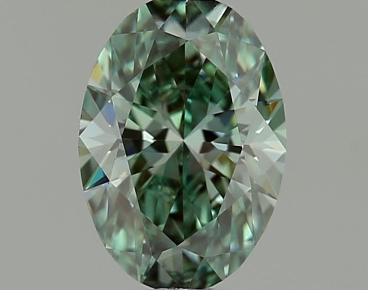 Lab-Grown Oval Diamond - 0.5 Carats, Fancy Vivid Green Color, VS1 Clarity - Certified by IGI - Report Number: LG641414379