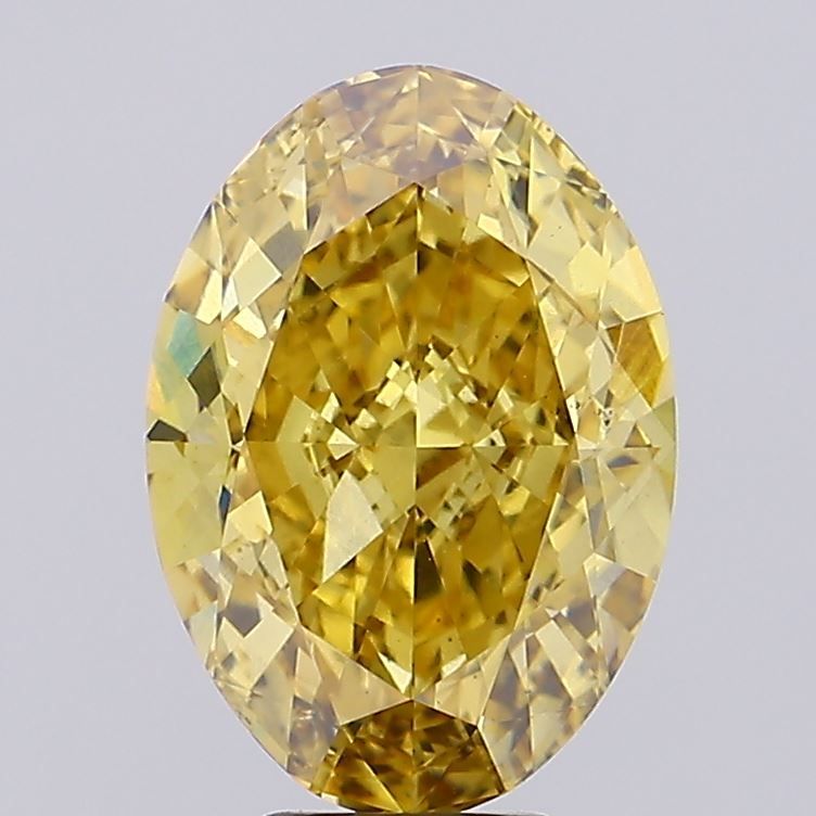 Lab-Grown Oval Diamond - 8.0 Carats, Fancy Vivid Brownish Yellow Color, VS2 Clarity - Certified by IGI - Report Number: LG640487310