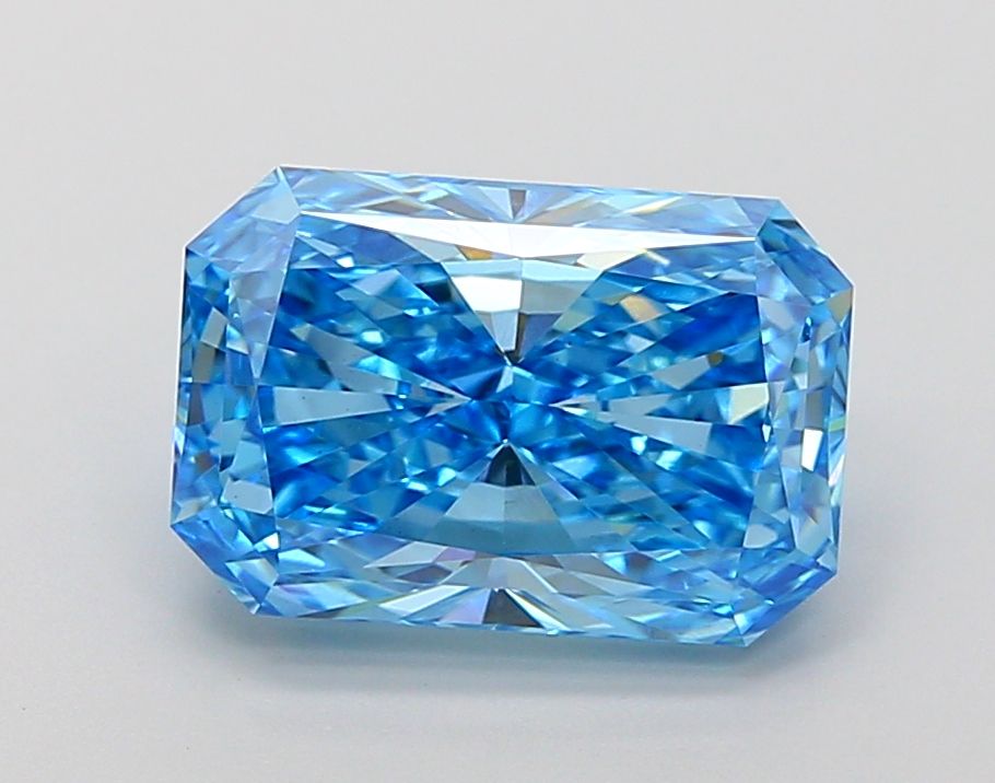 Lab-Grown Radiant Diamond - 4.03 Carats, Fancy Vivid Blue Color, VS1 Clarity - Certified by IGI - Report Number: LG668455368
