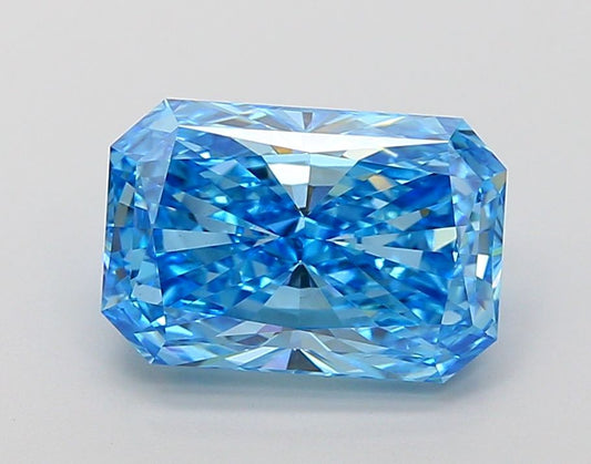 Lab-Grown Radiant Diamond - 4.03 Carats, Fancy Vivid Blue Color, VS1 Clarity - Certified by IGI - Report Number: LG668455368