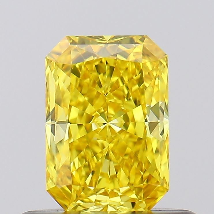 Lab-Grown Radiant Diamond - 0.52 Carats, Fancy Vivid Yellow Color, VVS2 Clarity - Certified by IGI - Report Number: LG618408502