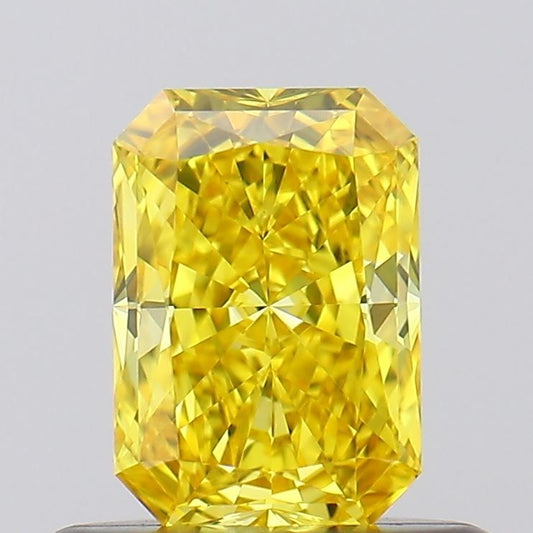 Lab-Grown Radiant Diamond - 0.52 Carats, Fancy Vivid Yellow Color, VVS2 Clarity - Certified by IGI - Report Number: LG618408502