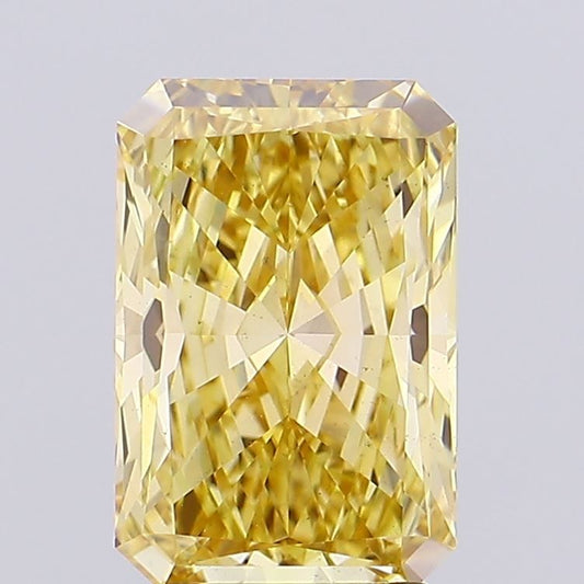 Lab-Grown Radiant Diamond - 3.02 Carats, Fancy Vivid Yellow Color, VS2 Clarity - Certified by IGI - Report Number: LG668437289
