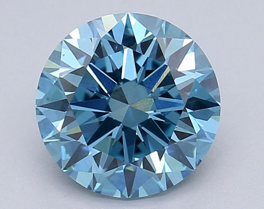 Lab-Grown Round Diamond - 1.49 Carats, Fancy Vivid Blue Color, VS1 Clarity - Certified by IGI - Report Number: LG618485737