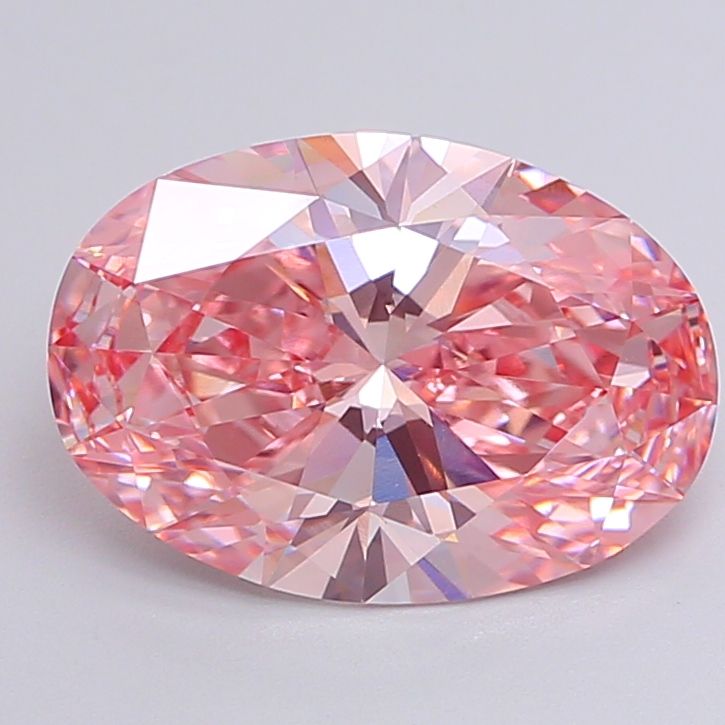 Lab-Grown Oval Diamond - 4.76 Carats, Fancy Vivid Pink Color, VVS2 Clarity - Certified by IGI - Report Number: LG619437143
