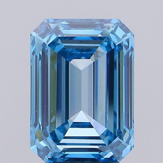 Lab-Grown Emerald Diamond - 8.03 Carats, Fancy Vivid Blue Color, VS1 Clarity - Certified by IGI - Report Number: LG677574716