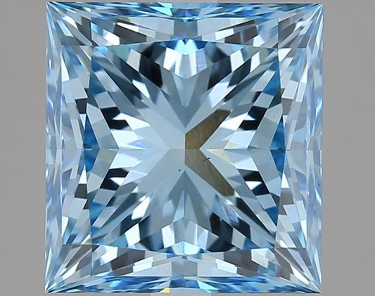 Lab-Grown Princess Diamond - 3.01 Carats, Fancy Vivid Blue Color, VS1 Clarity - Certified by IGI - Report Number: LG612316270