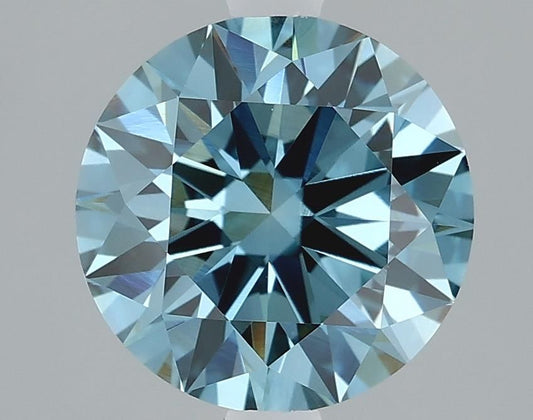 Lab-Grown Round Diamond - 2.09 Carats, Fancy Vivid Blue Color, VVS2 Clarity - Certified by IGI - Report Number: LG610317086