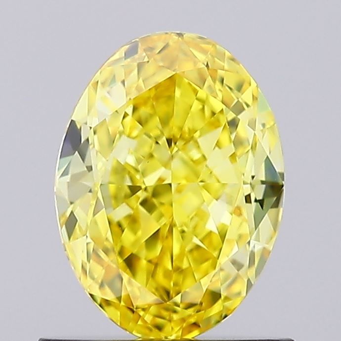 Lab-Grown Oval Diamond - 1.03 Carats, Fancy Vivid Yellow Color, VS1 Clarity - Certified by IGI - Report Number: LG631468595