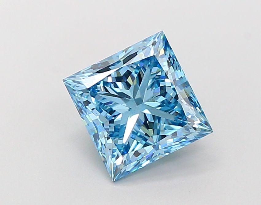 Lab-Grown Princess Diamond - 3.03 Carats, Fancy Vivid Blue Color, VS2 Clarity - Certified by IGI - Report Number: LG684510369