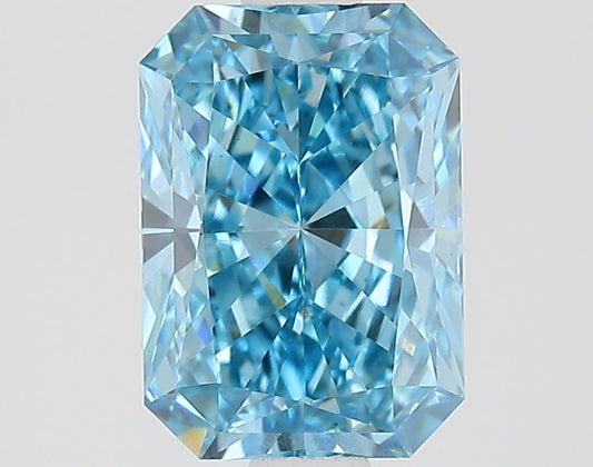 Lab-Grown Radiant Diamond - 1.51 Carats, Fancy Vivid Blue Color, VS1 Clarity - Certified by IGI - Report Number: LG687582714